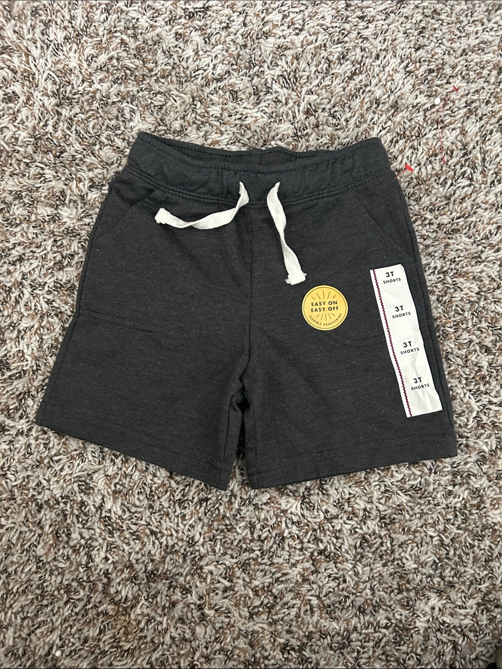 Cat & Jack Charcoal Knit Drawstring Shorts.